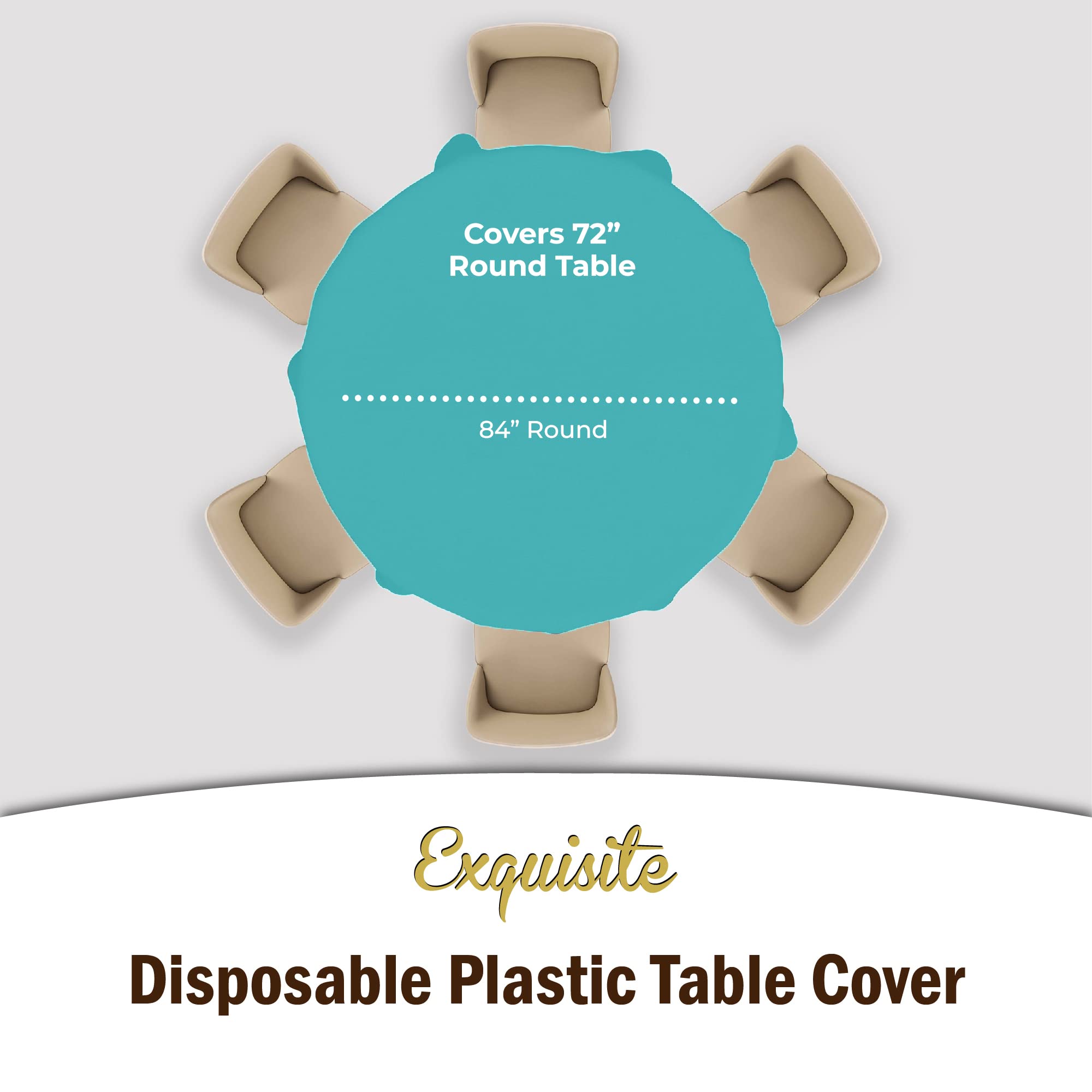 Aqua Round Plastic Table Covers | 48 Count