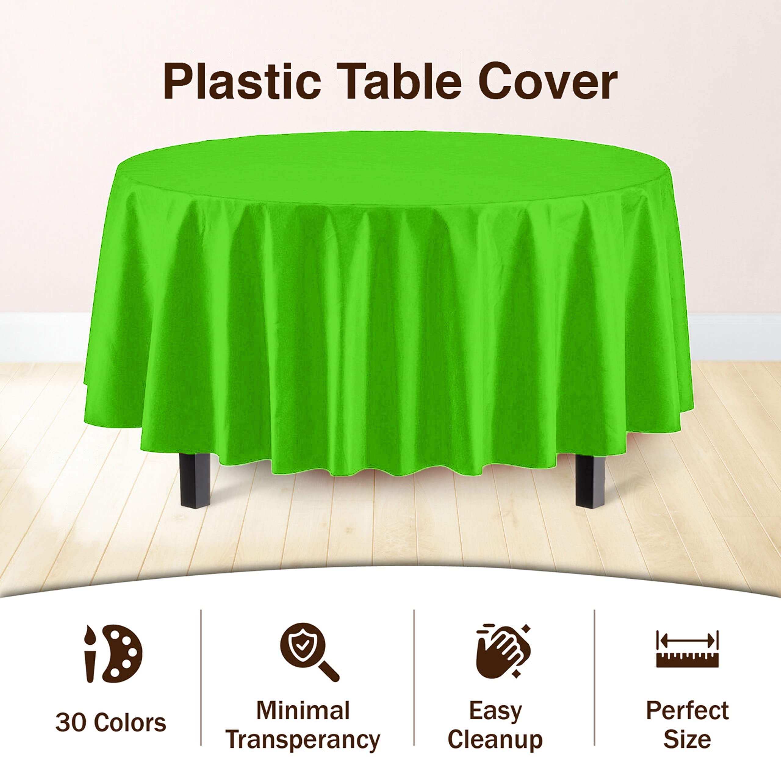 Lime Green Round Plastic Table Covers | 48 Count