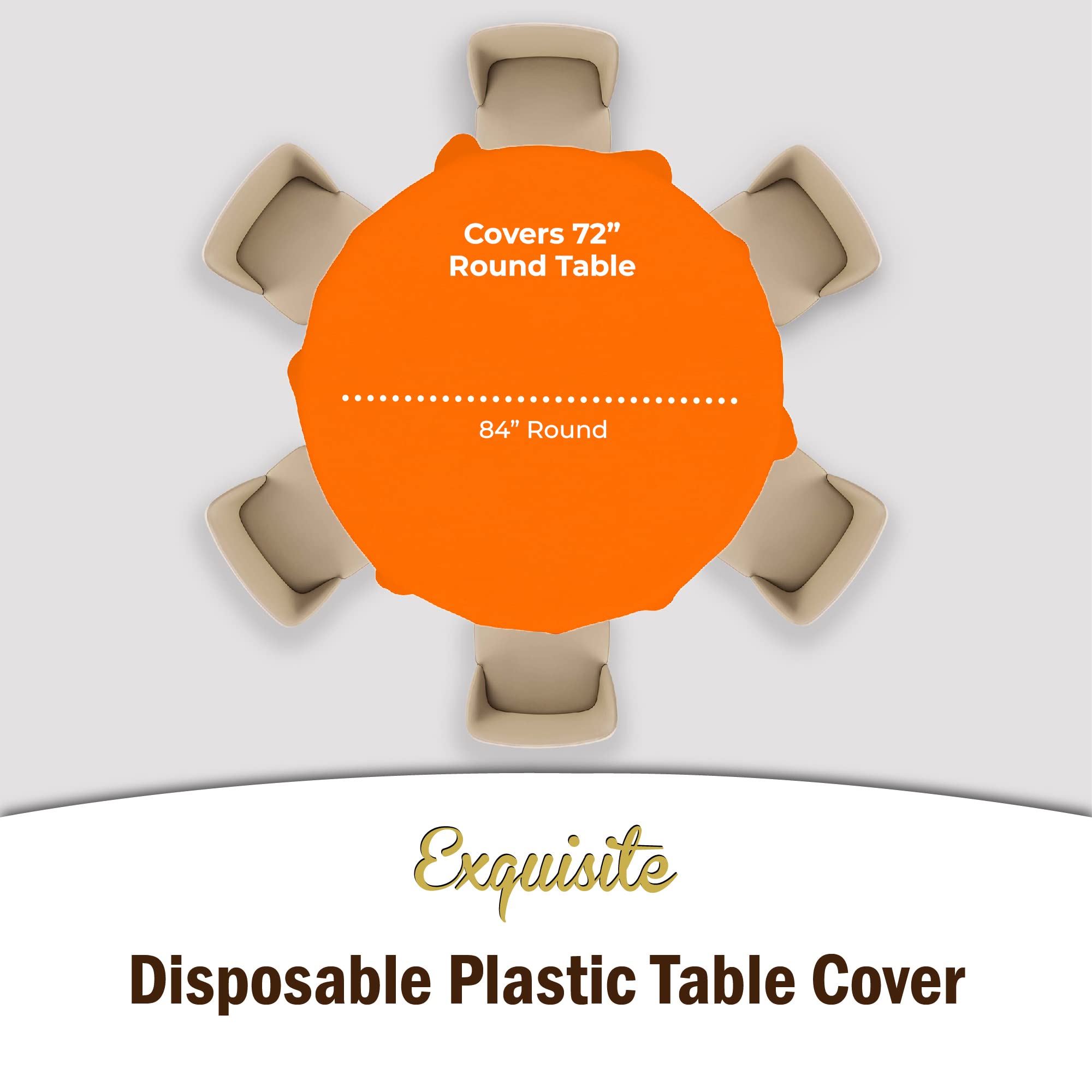 Orange Round Plastic Table Covers | 48 Count