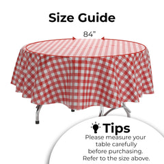 Red Gingham Printed Plastic Round Table Covers | 48 Count