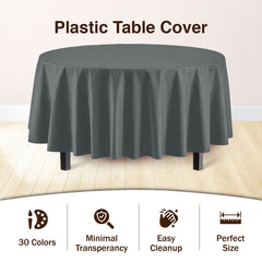 Premium Round Silver Plastic Table Covers | 96 Count