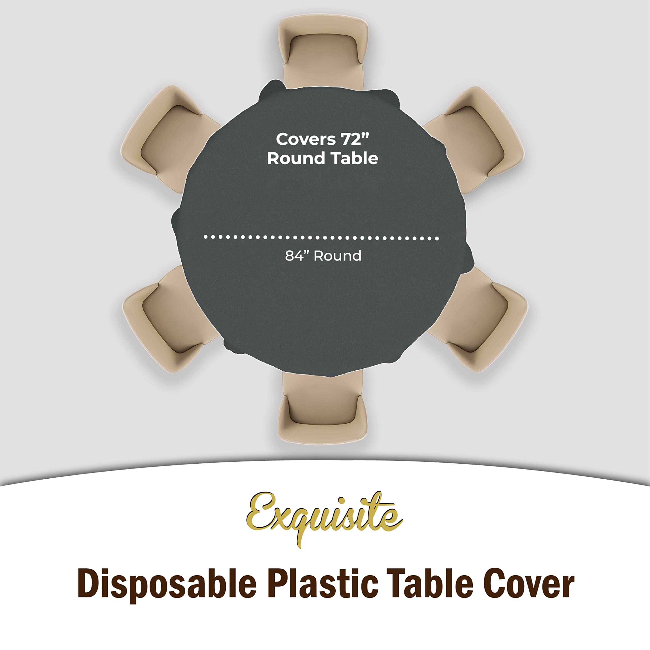 Silver Round Plastic Table Covers | 48 Count