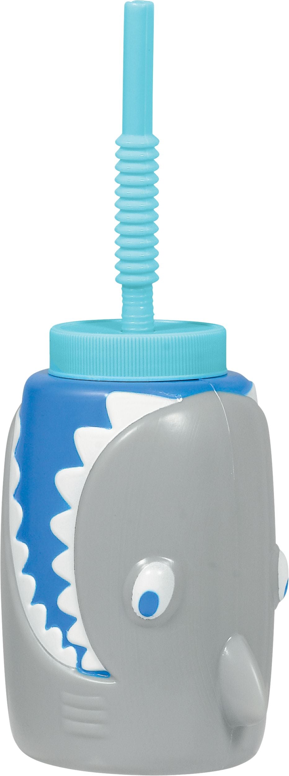 Shark Sippy Cup with Straw, Grey/Blue, 18-ounce, Reusable Plastic - Case of 12