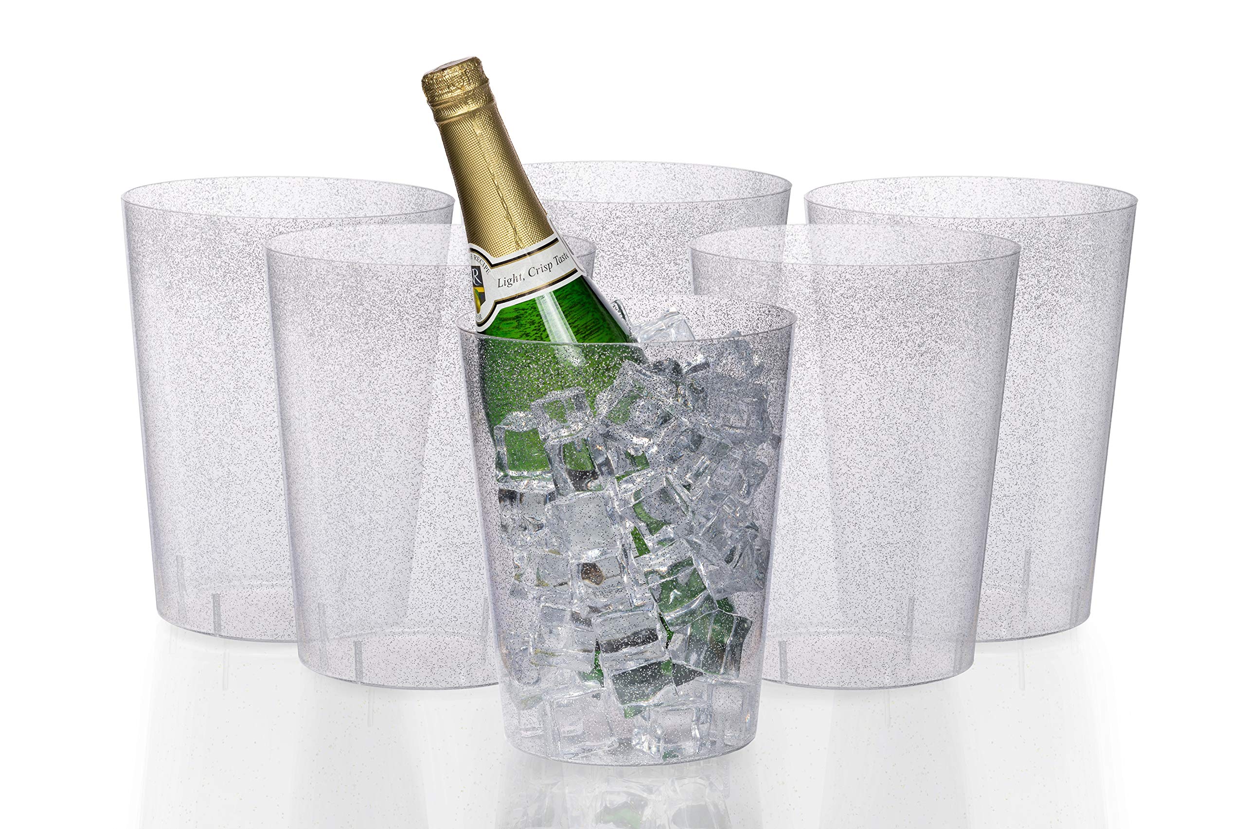 Clear Ice Bucket With Silver Glitter | 4 Count