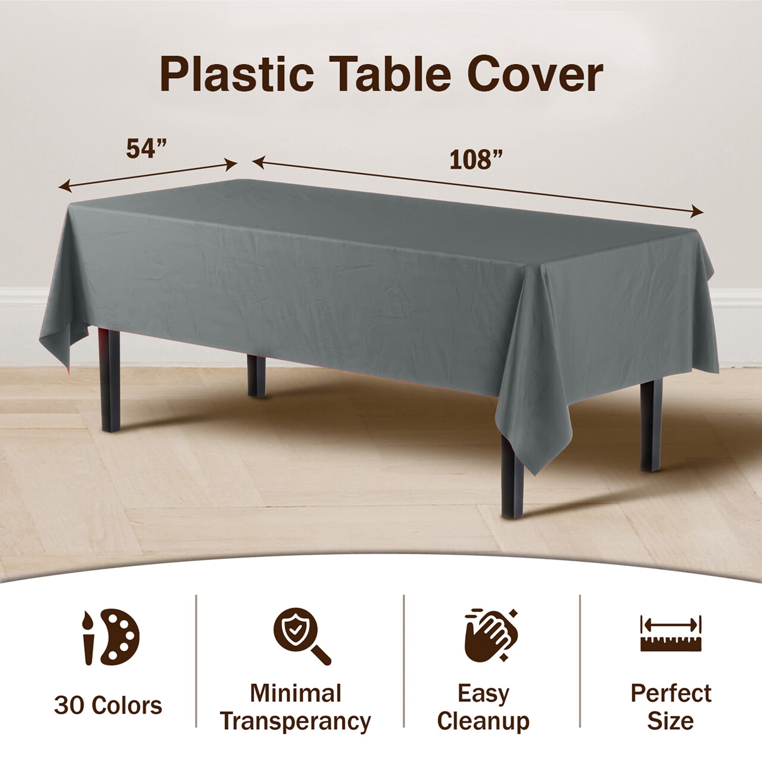 Silver Plastic Table Covers | 48 Count