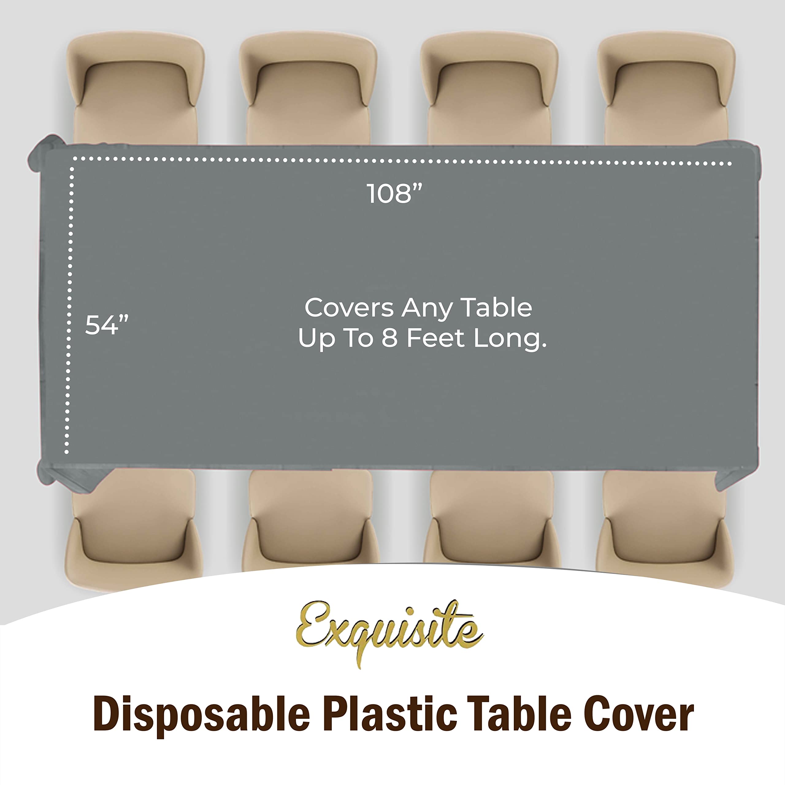 Premium Silver Plastic Table Covers | 96 Count