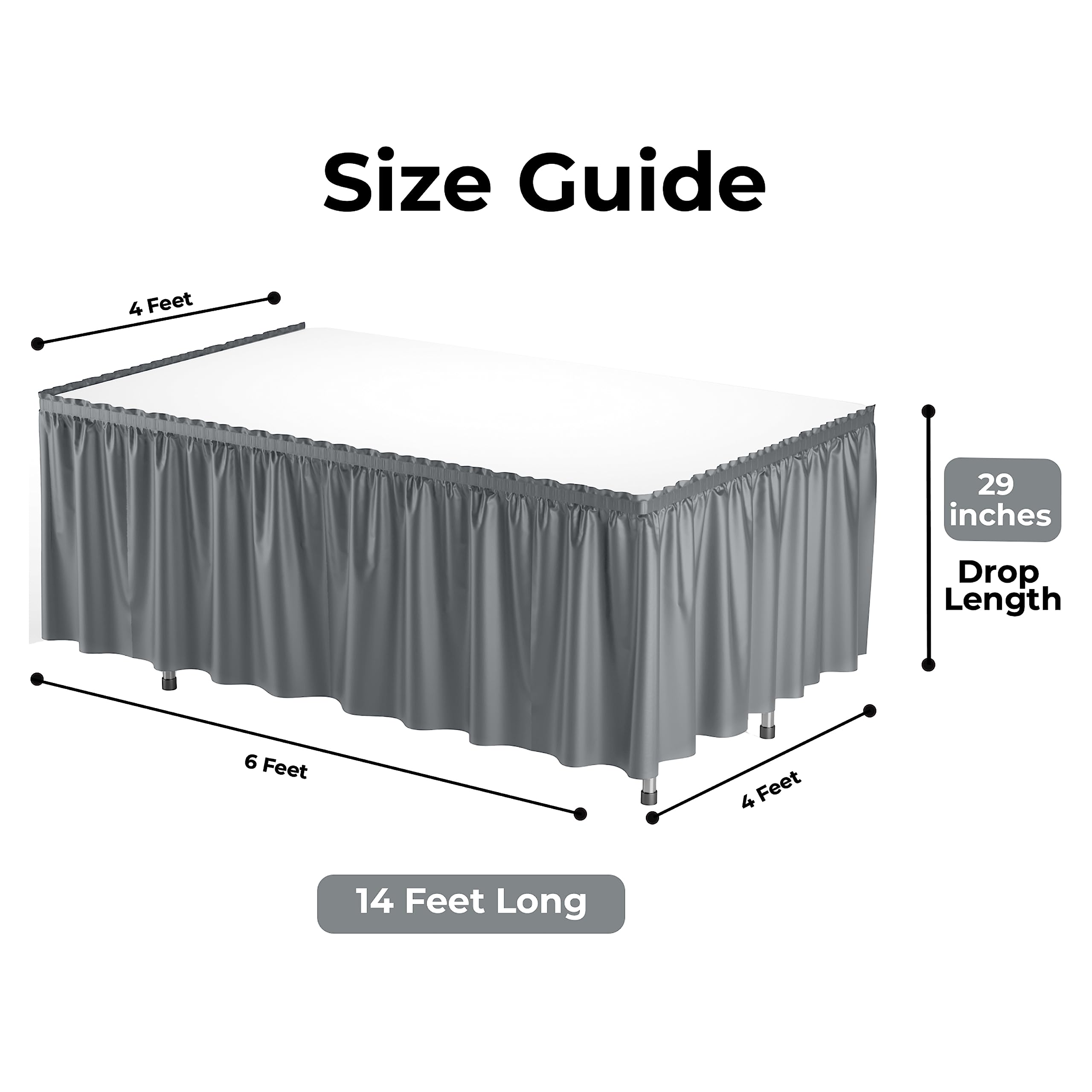 Silver Plastic Table Skirt | 6 Pack