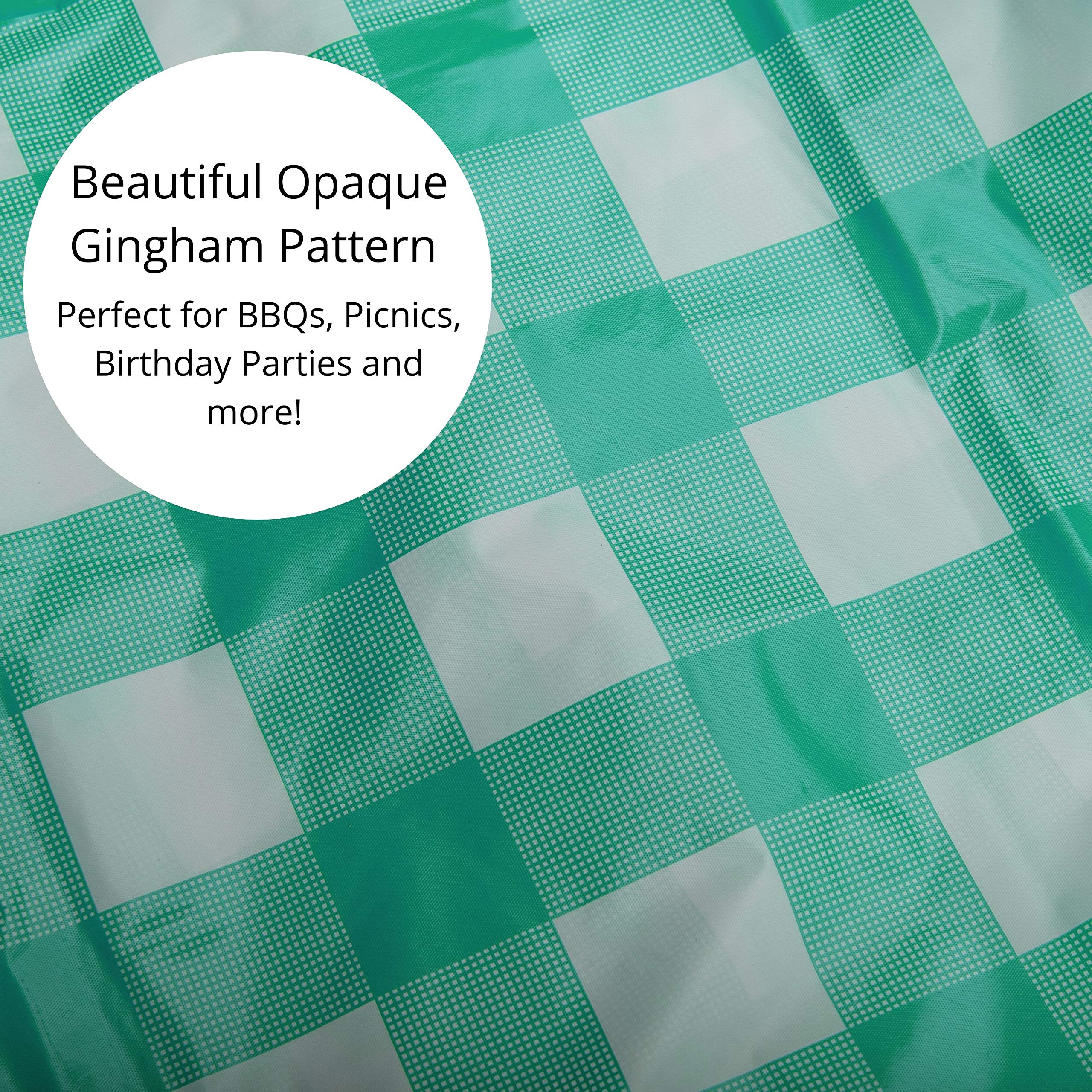 Green Gingham Printed Plastic Table Covers | 48 Count