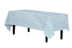 Light Blue Polka Dot Table Cover | 6 Pack