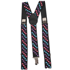 Tri Colored Heart Suspenders