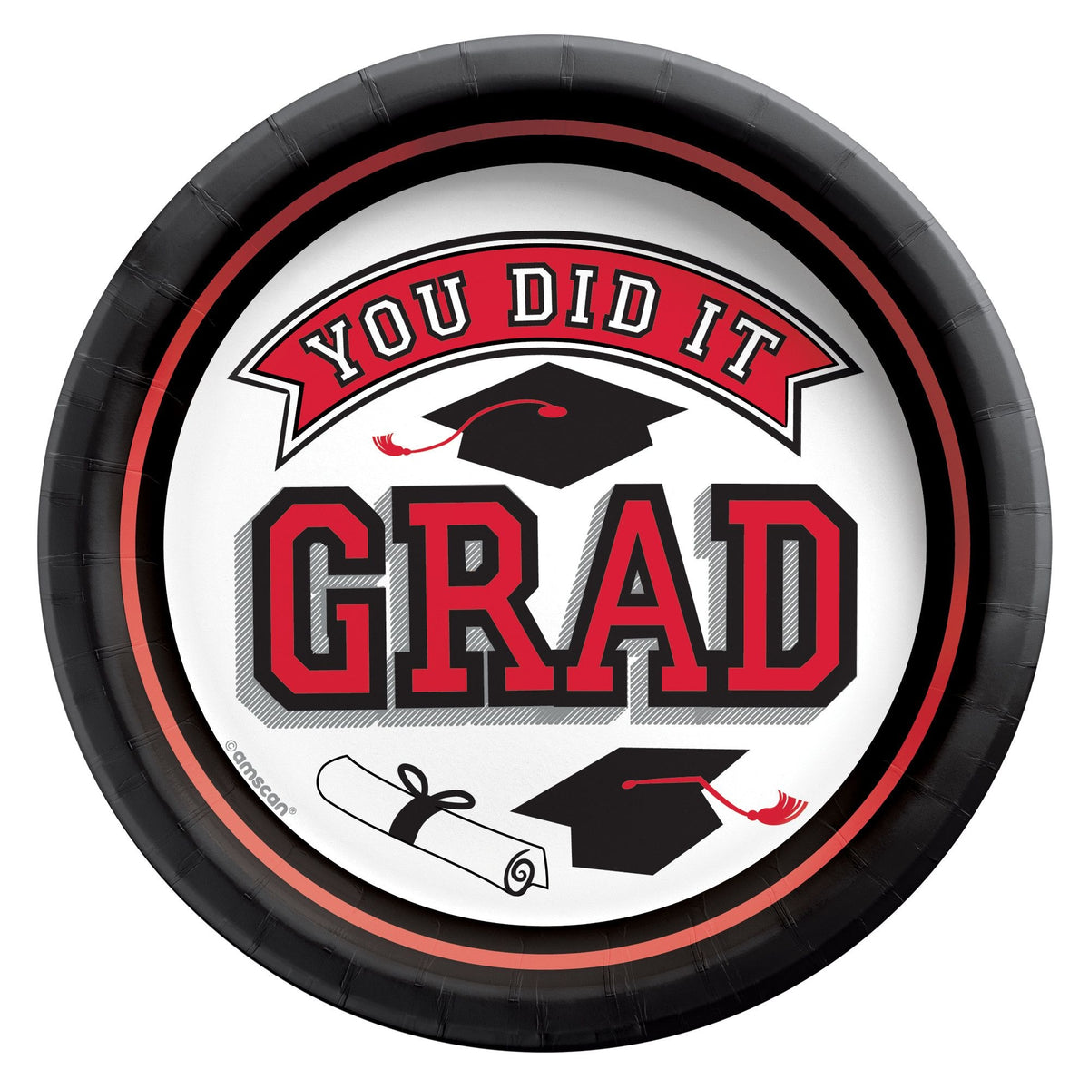 True to Your School Graduation Paper Plates, Red, 6.75-inch, 20-ct - Pack of 6