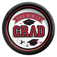 True to Your School Graduation Paper Plates, Red, 6.75-inch, 20-ct - Pack of 6