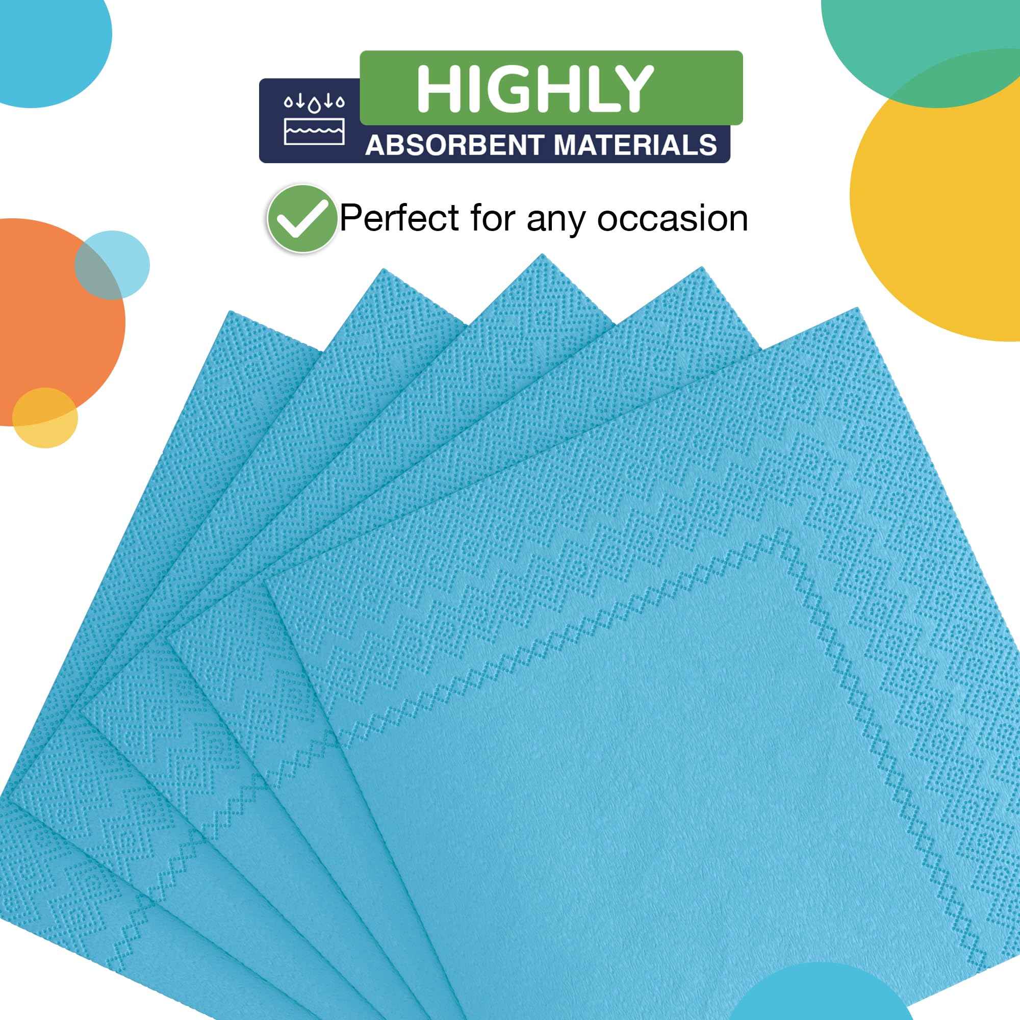 Turquoise Beverage Napkins | 3600 Pack