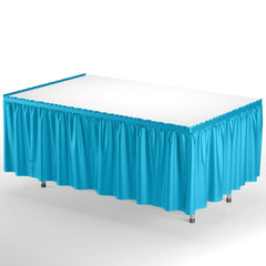 Turquoise Plastic Table Skirt | 6 Pack