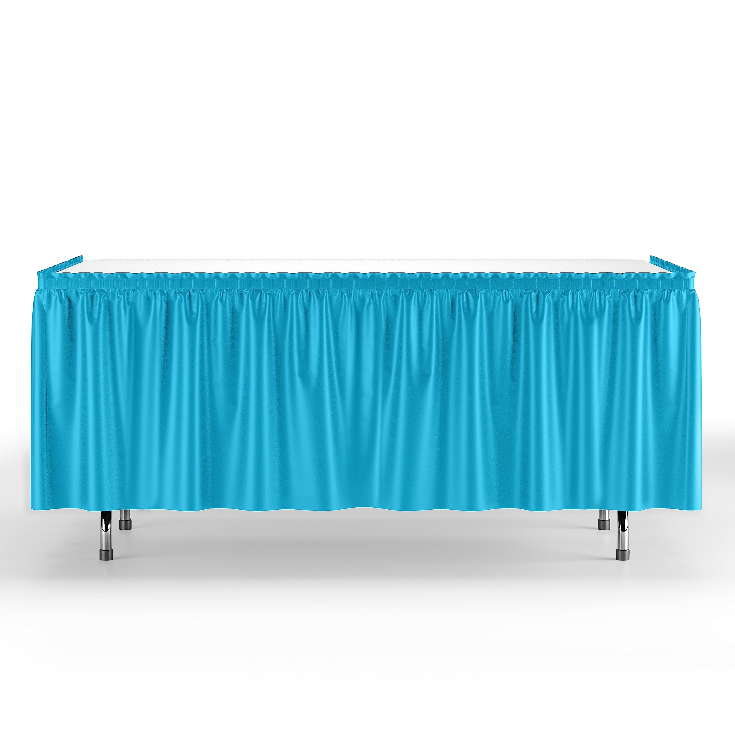 Turquoise Plastic Table Skirt | 6 Pack