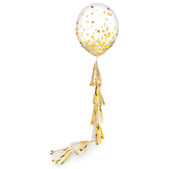 Tassel Fringe Balloon Tail Accessory, White/ Gold, 6-ft | Case of 6