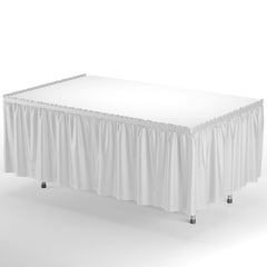 White Plastic Table Skirt | 6 Pack