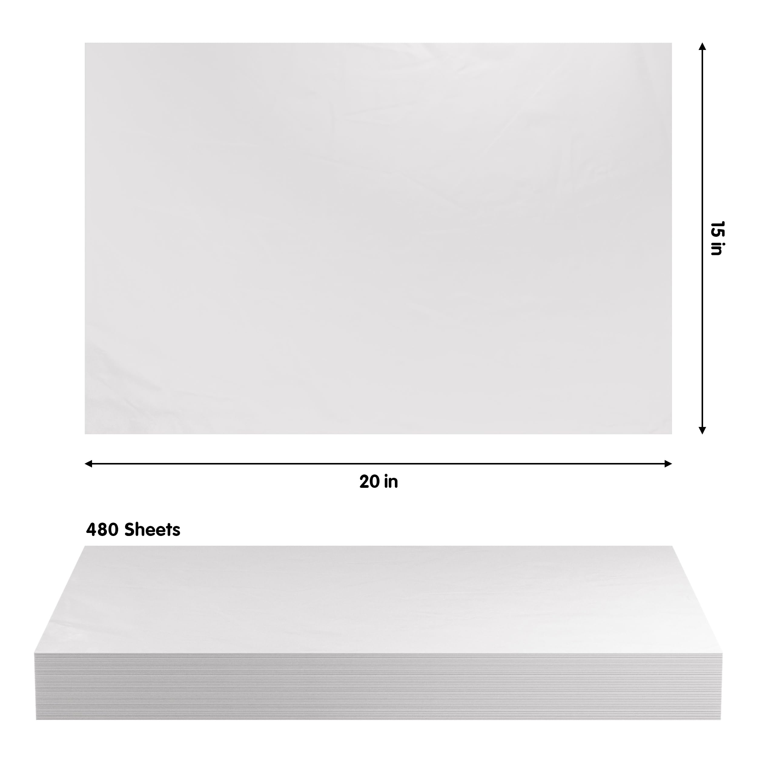 15 In. x 20 In. White Tissue Paper | 960 Sheets