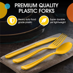 Yellow Cutlery Combo Set - 50 Forks 50 Spoons And 50 Knives