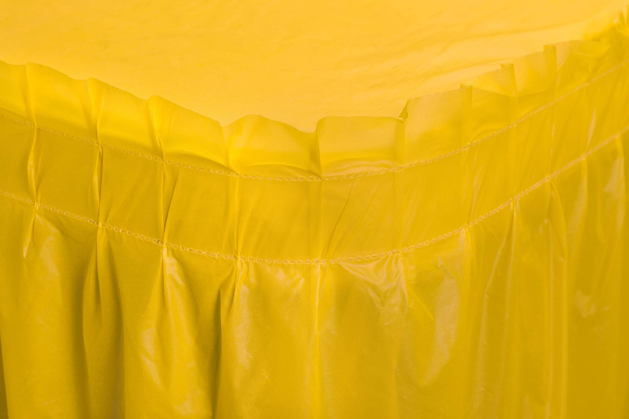 Yellow Plastic Table Skirt | 6 Pack