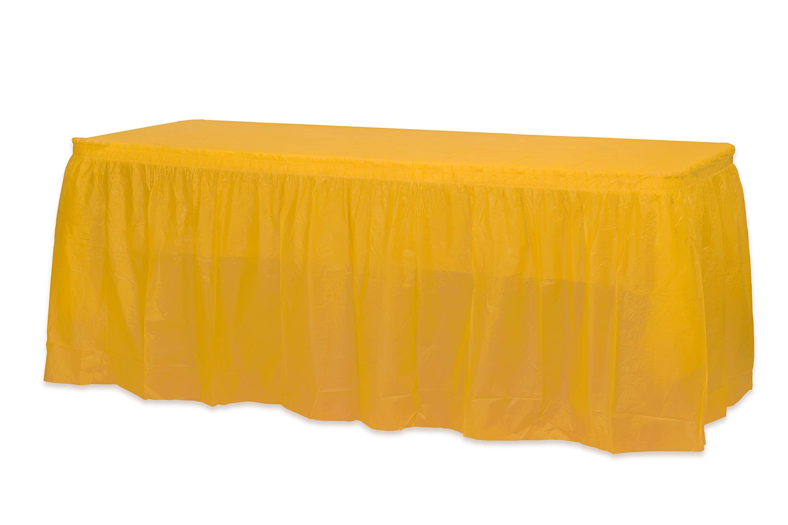 Yellow Plastic Table Skirt | 6 Pack