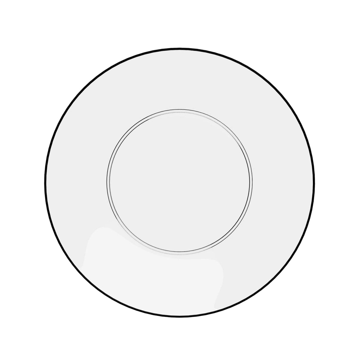 10" Classic Clear & Black Rim Design Plastic Plates (120 Count) - Yom Tov Settings