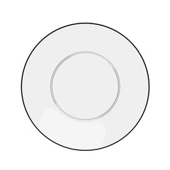 10" Classic Clear & Black Rim Design Plastic Plates (120 Count) - Yom Tov Settings