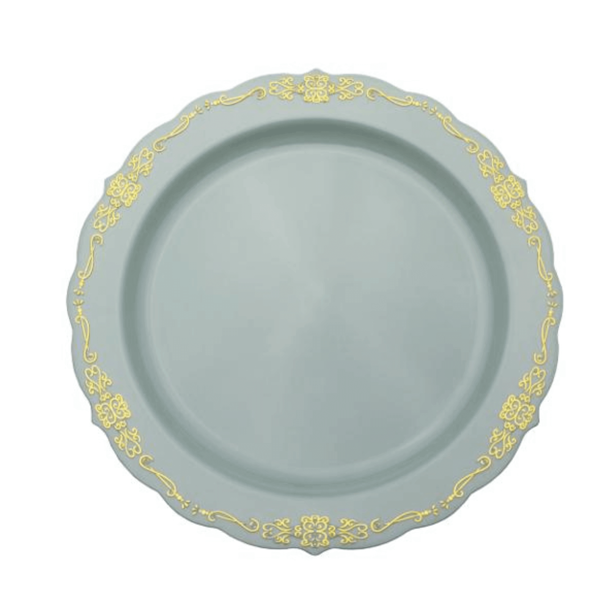 10.25" Robin Blue Victorian Design Plastic Plates (120 Count) - Yom Tov Settings