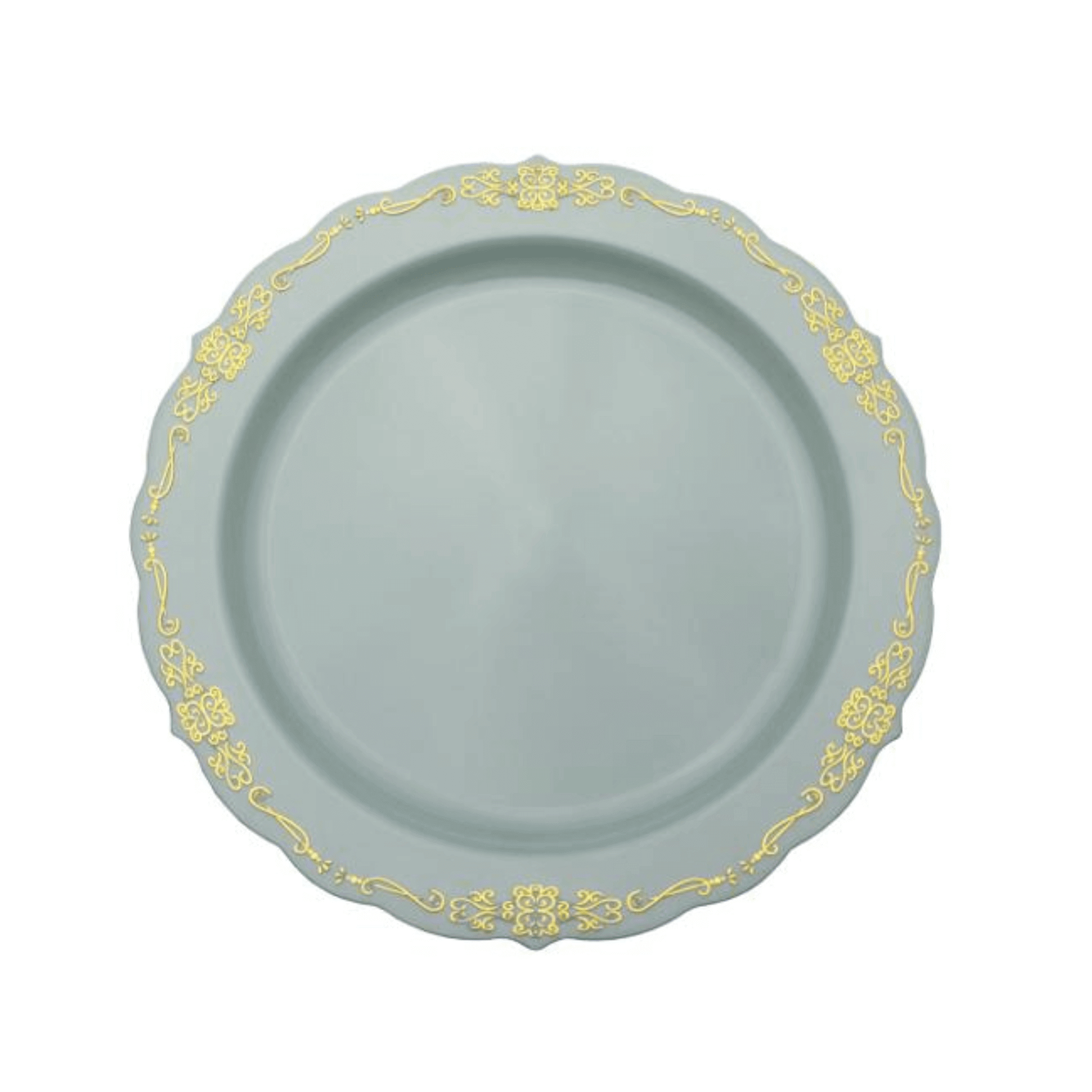 9" Robin Blue Victorian Design Plastic Plates (120 Count) - Yom Tov Settings