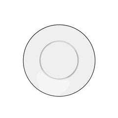 8" Classic Clear & Black Rim Design Plastic Plates (120 Count) - Yom Tov Settings