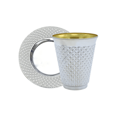 5.5 Oz. Silver Becher Kiddush Cup & Plate Set | 50 Pack - Yom Tov Settings