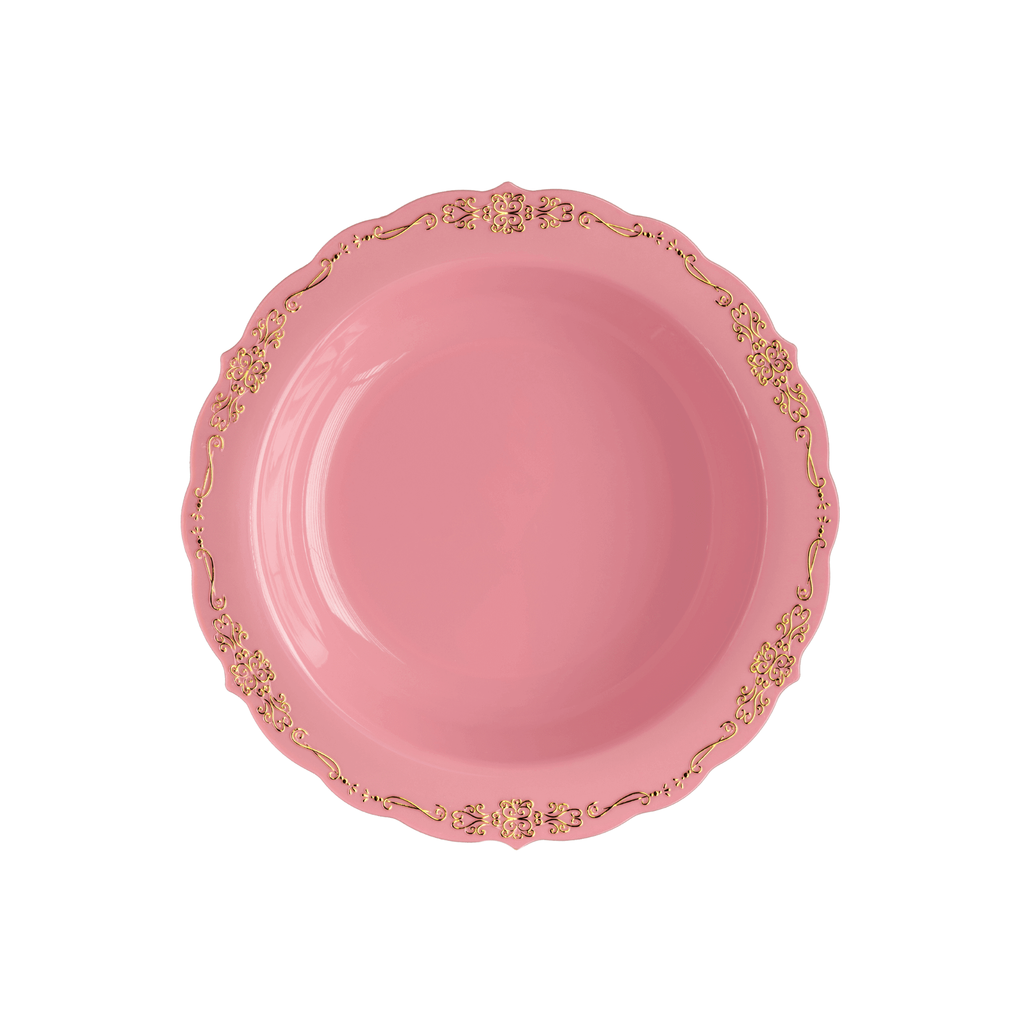 12 oz. Coral / Gold Victorian Design Plastic Bowls (120 Count) - Yom Tov Settings