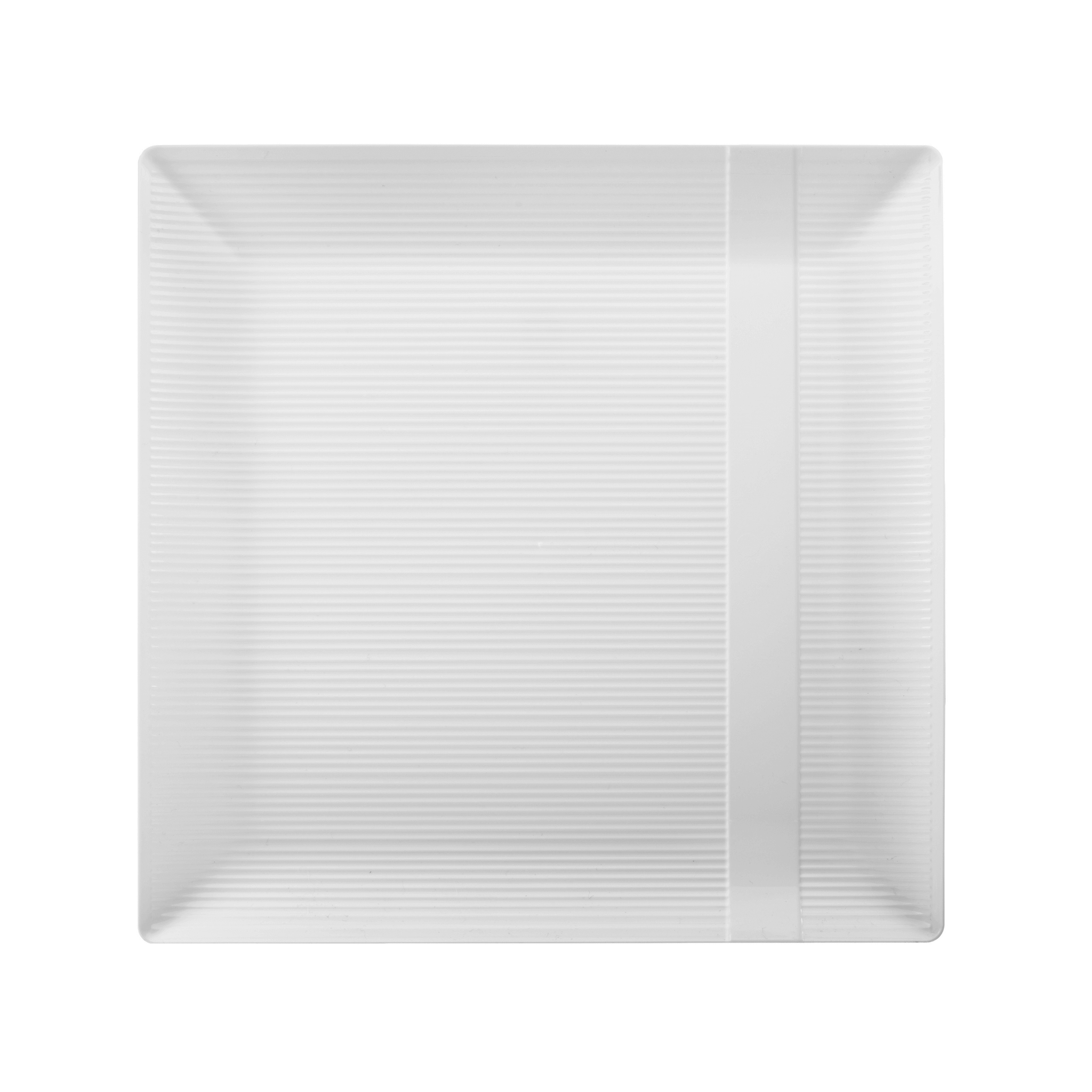 10.25" Zen Ridged White Square Plastic Plates (120 Count) - Yom Tov Settings