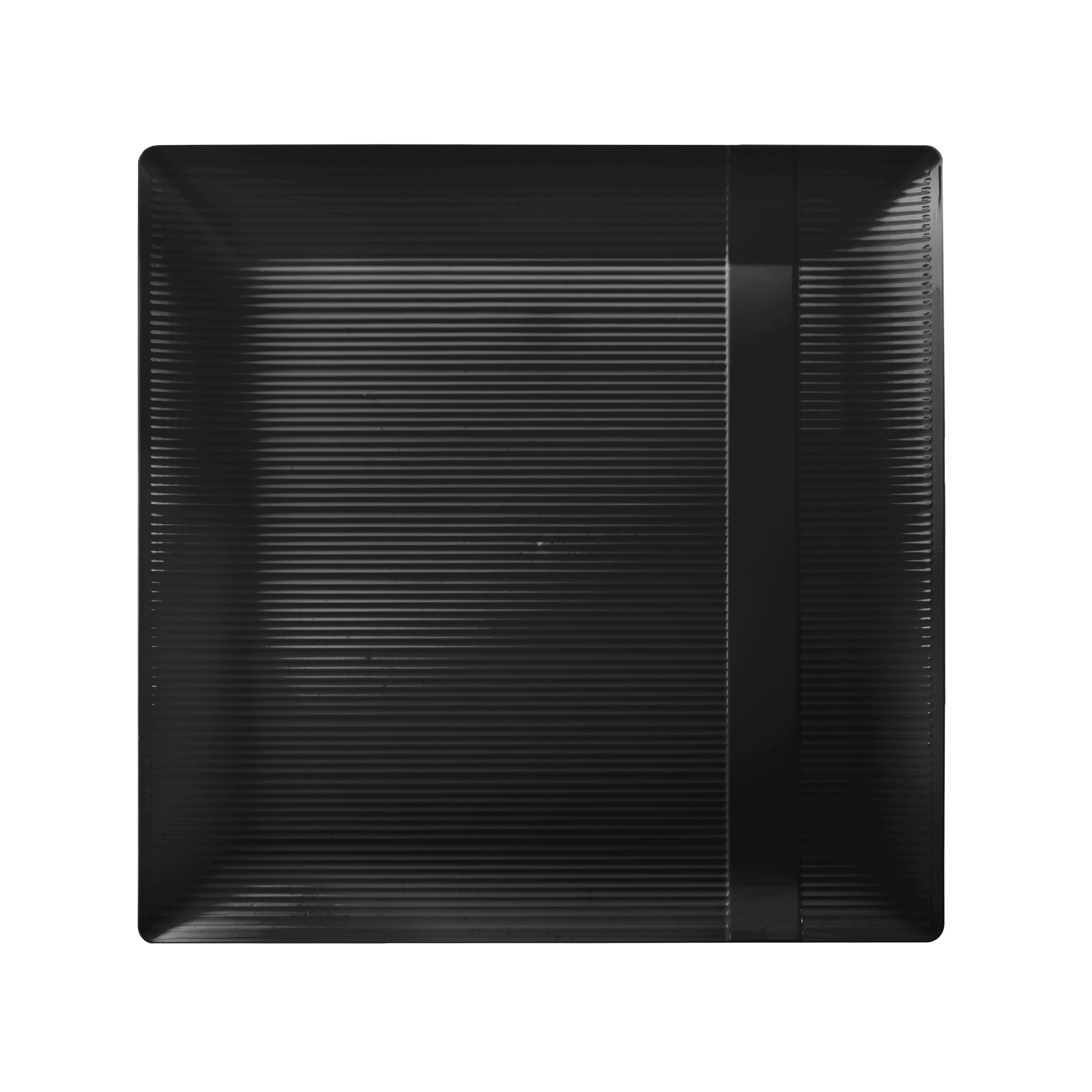 10.25" Zen Ridged Black Square Plastic Plates (120 Count) - Yom Tov Settings
