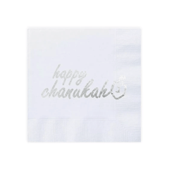 Silver Chanukah Paper Napkins (100 Count) - Yom Tov Settings