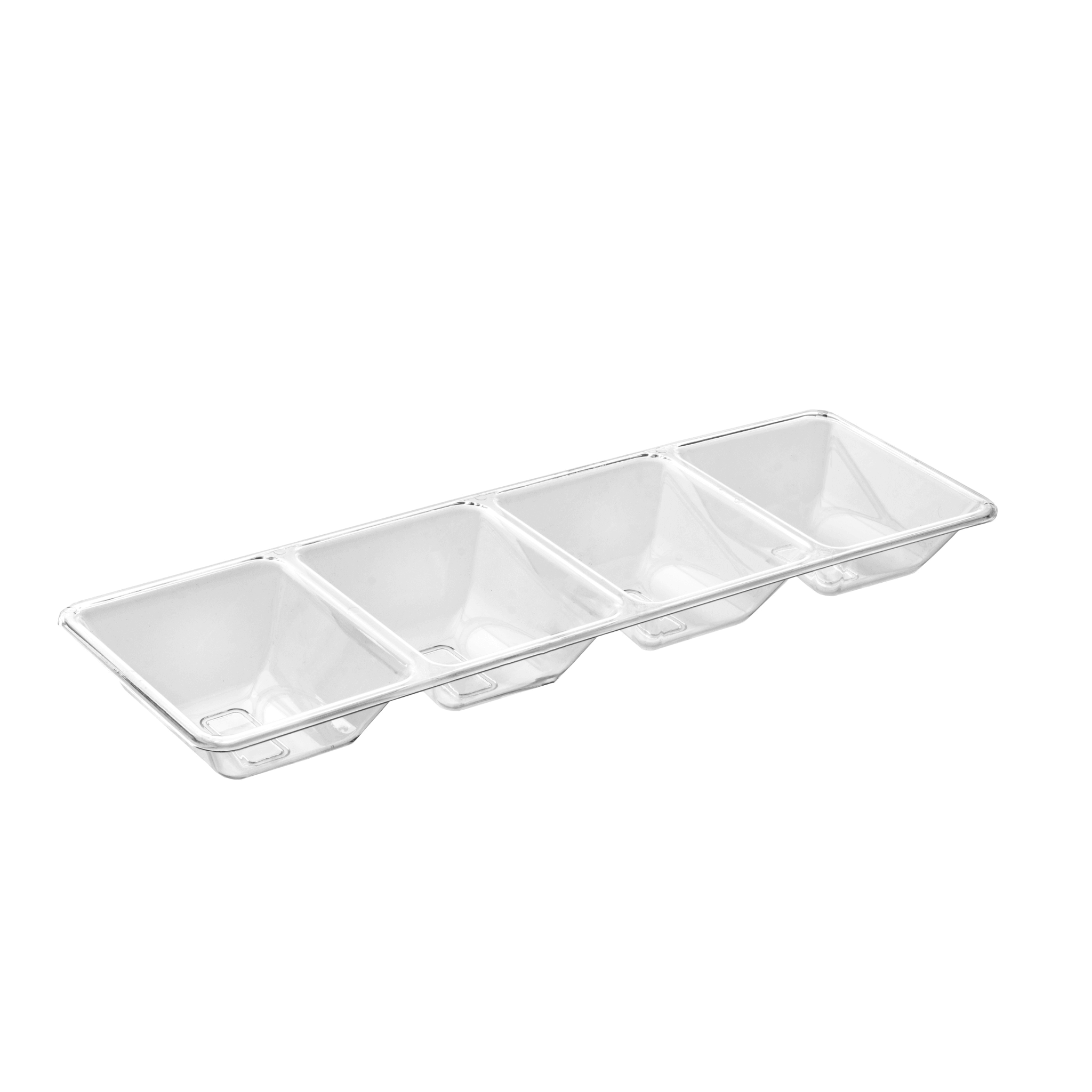 7" x 16" | Clear 4 Compartment Plastic Tray | 48 Count - Yom Tov Settings