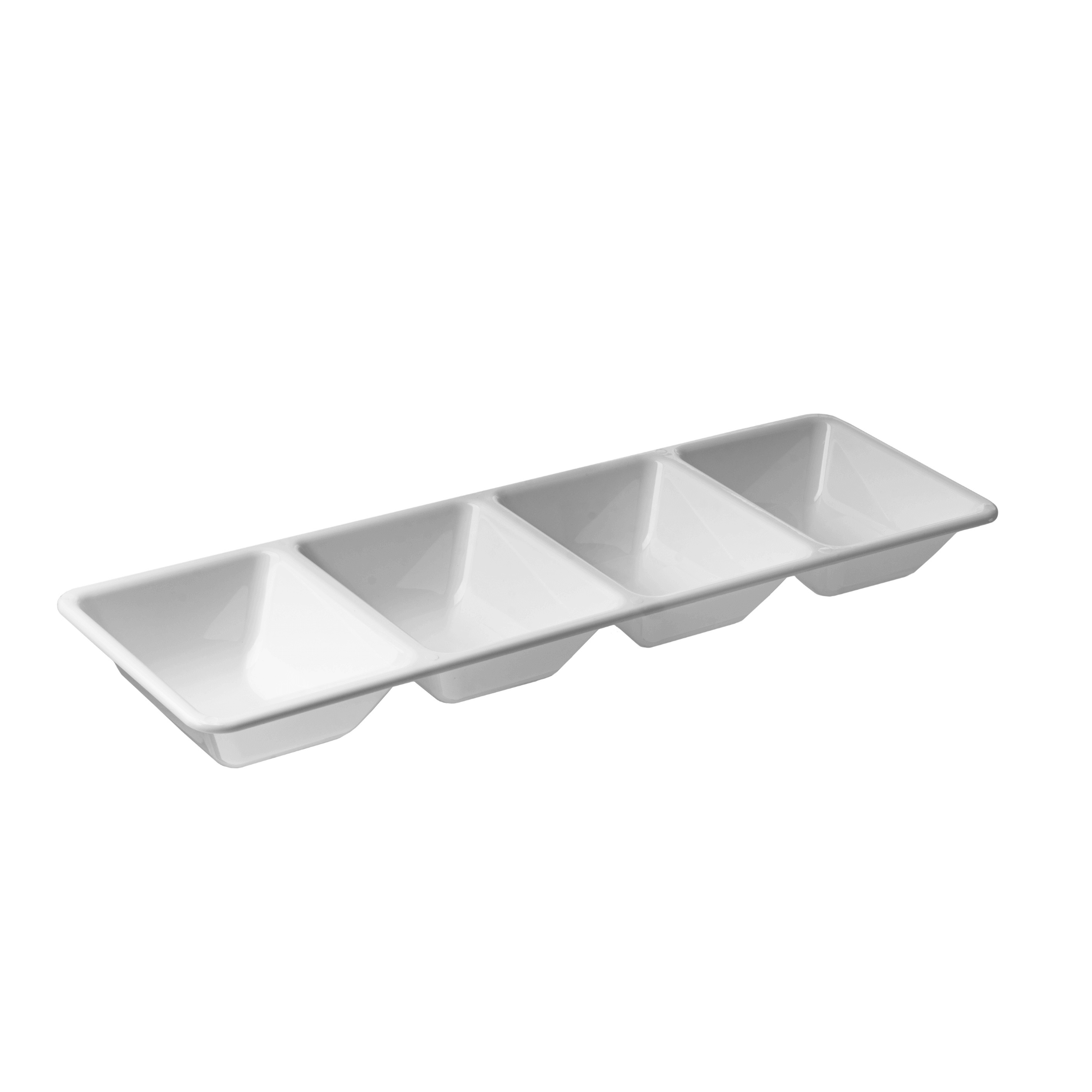 7" x 16" | White 4 Compartment Plastic Tray | 48 Count - Yom Tov Settings