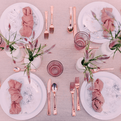 Exquisite Rose Gold Plastic Spoons | 480 Count - Yom Tov Settings