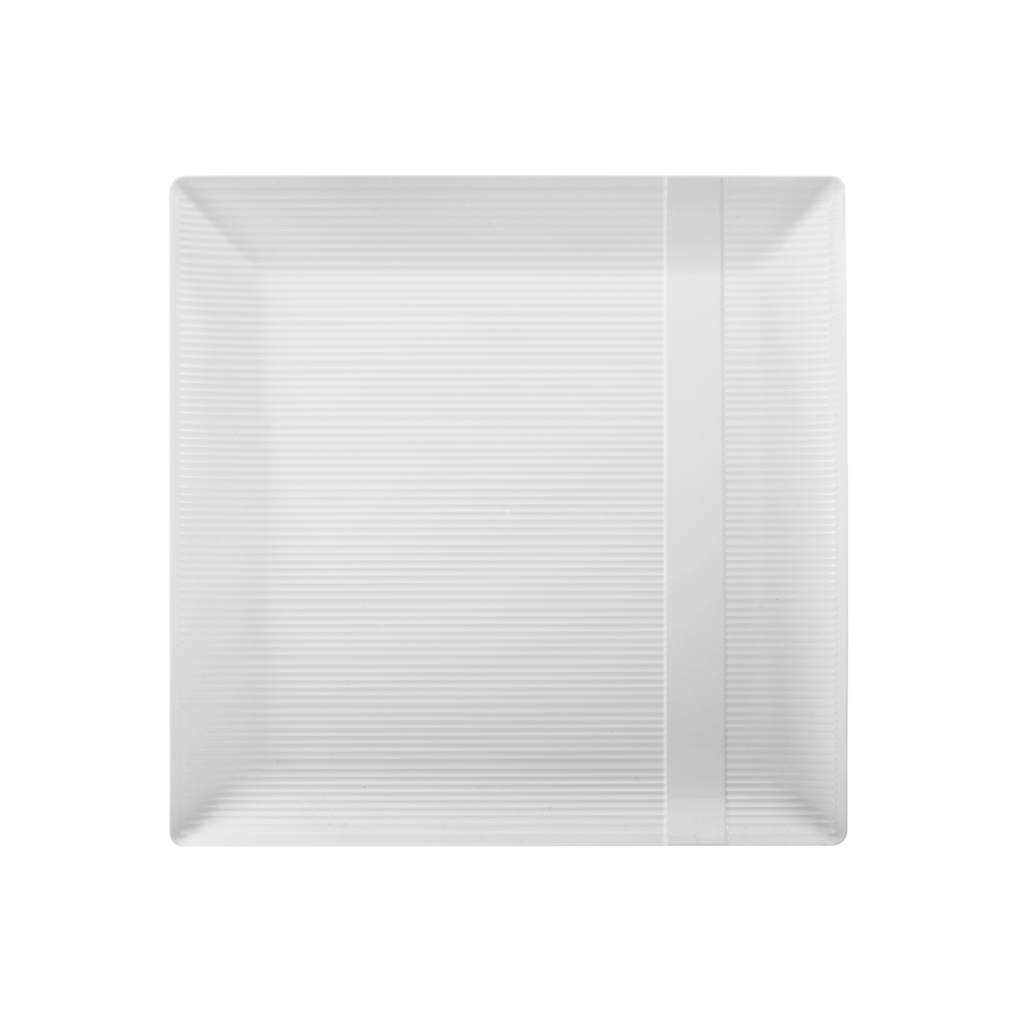9" Zen Ridged White Square Plastic Plates (120 Count) - Yom Tov Settings