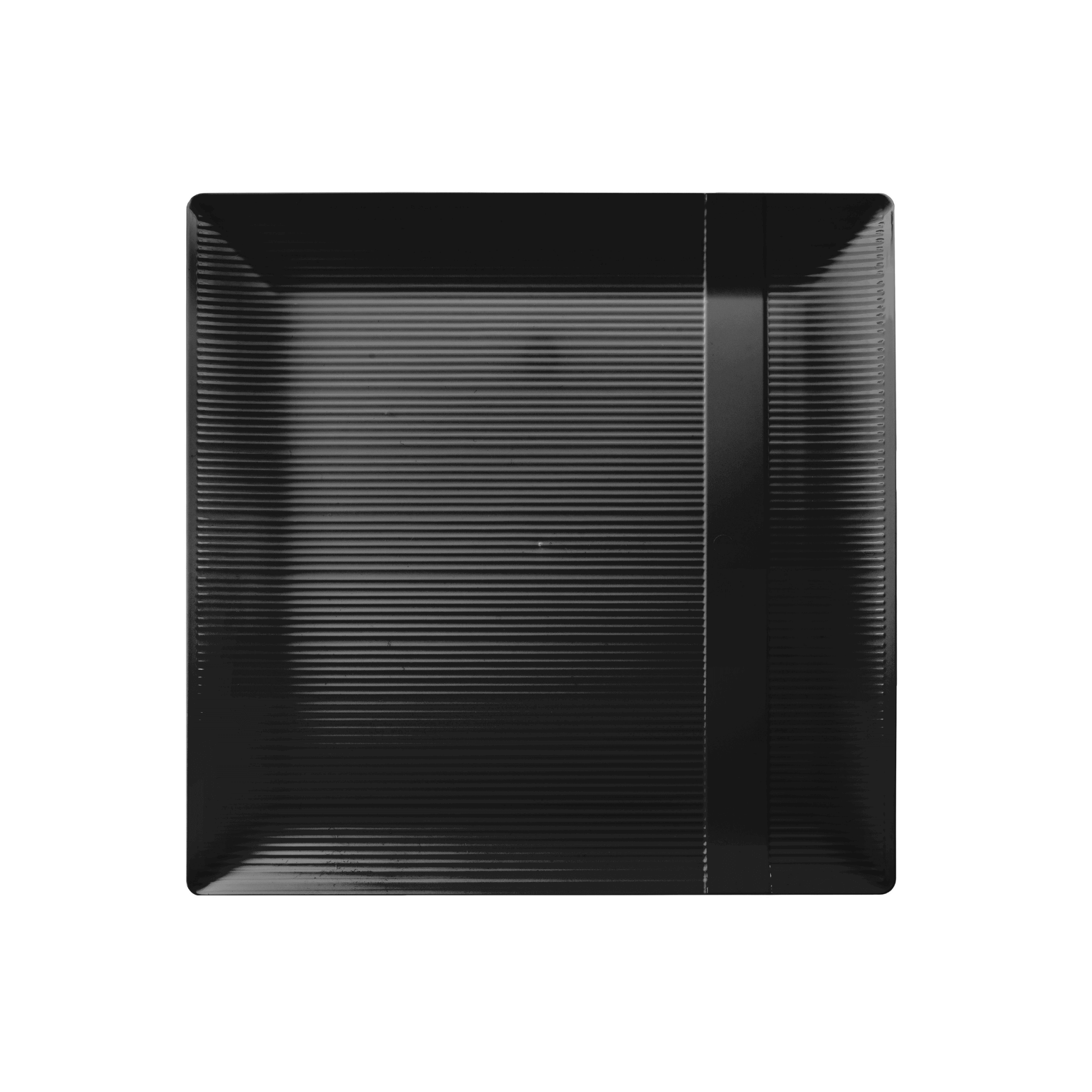 9" Zen Ridged Black Square Plastic Plates (120 Count) - Yom Tov Settings