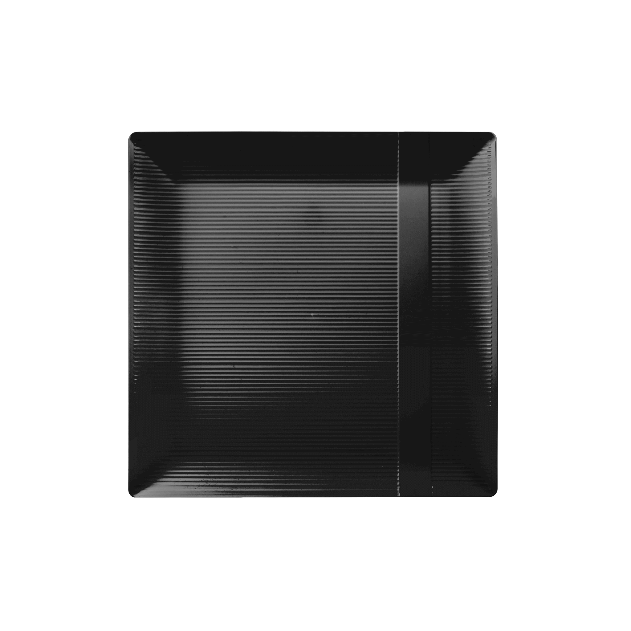 7.5" Zen Ridged Black Square Plastic Plates (120 Count) - Yom Tov Settings