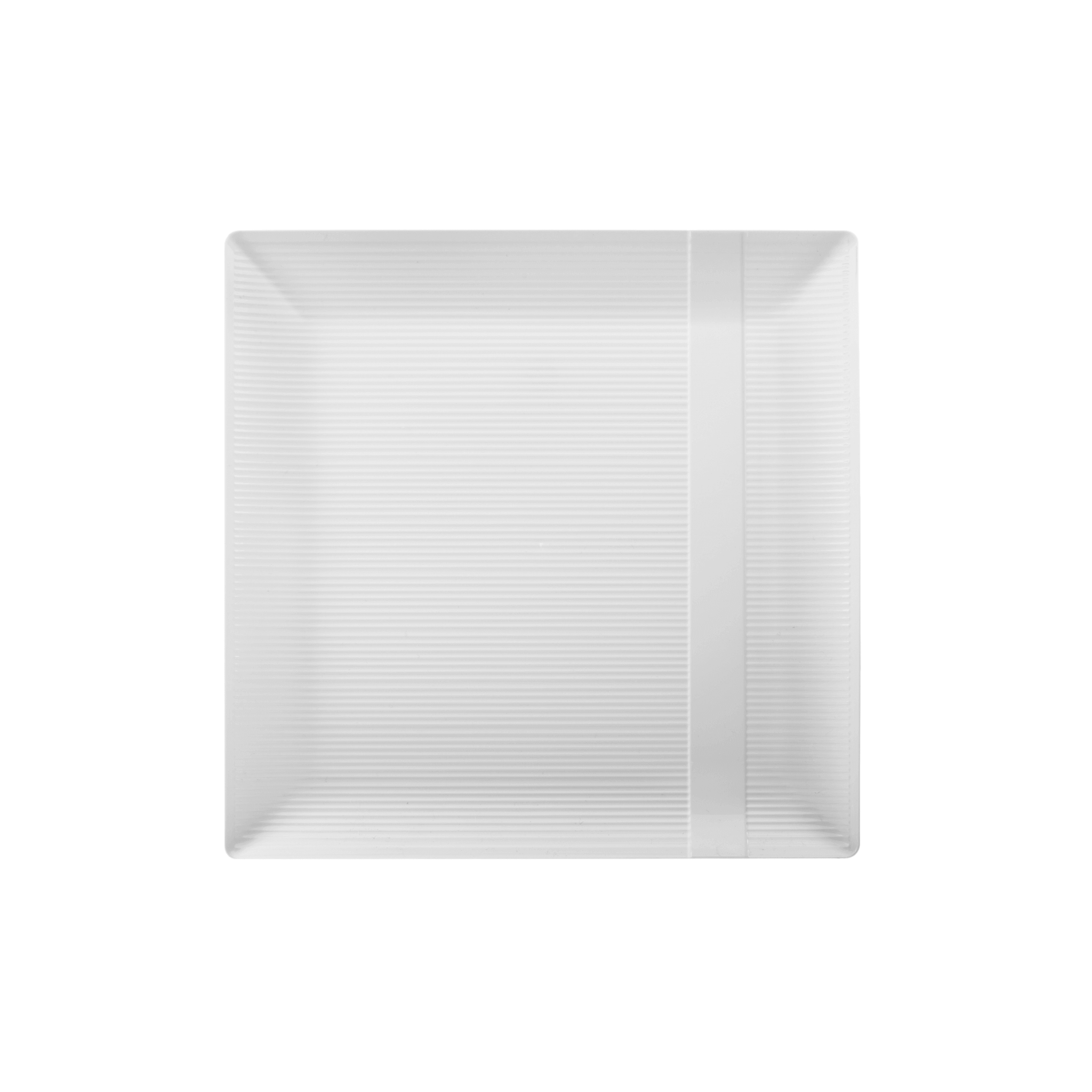 7.5" Zen Ridged White Square Plastic Plates (120 Count) - Yom Tov Settings
