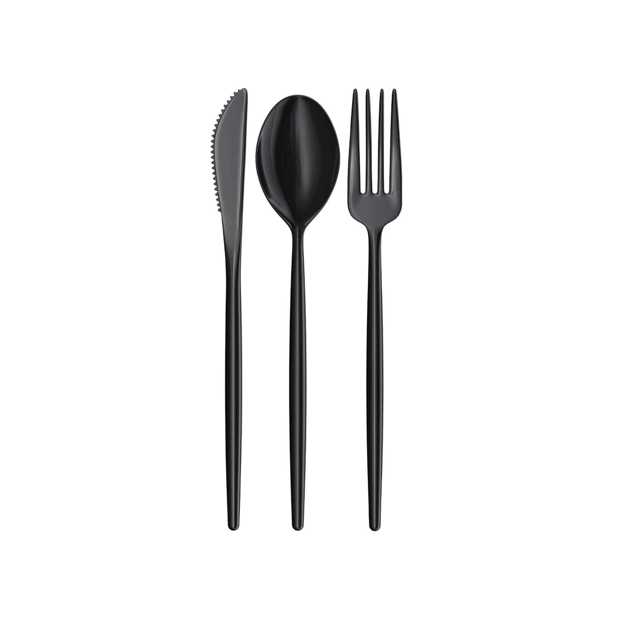 480 Piece Gloss Black Full Cutlery Combo Set