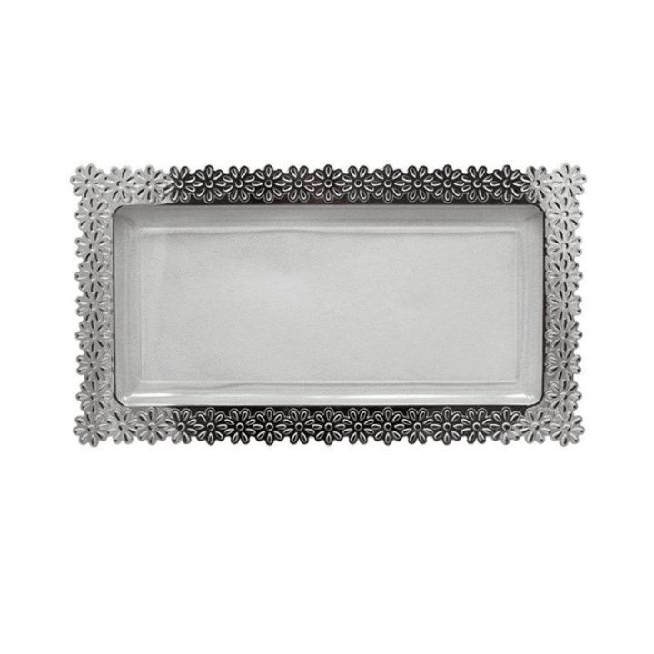 6" x 14" | Silver Edged Plastic Flower Tray | 48 Count - Yom Tov Settings