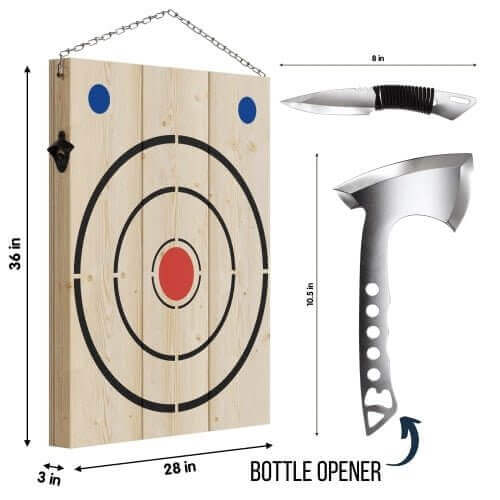 Axe throwing Board with Axes and Knives