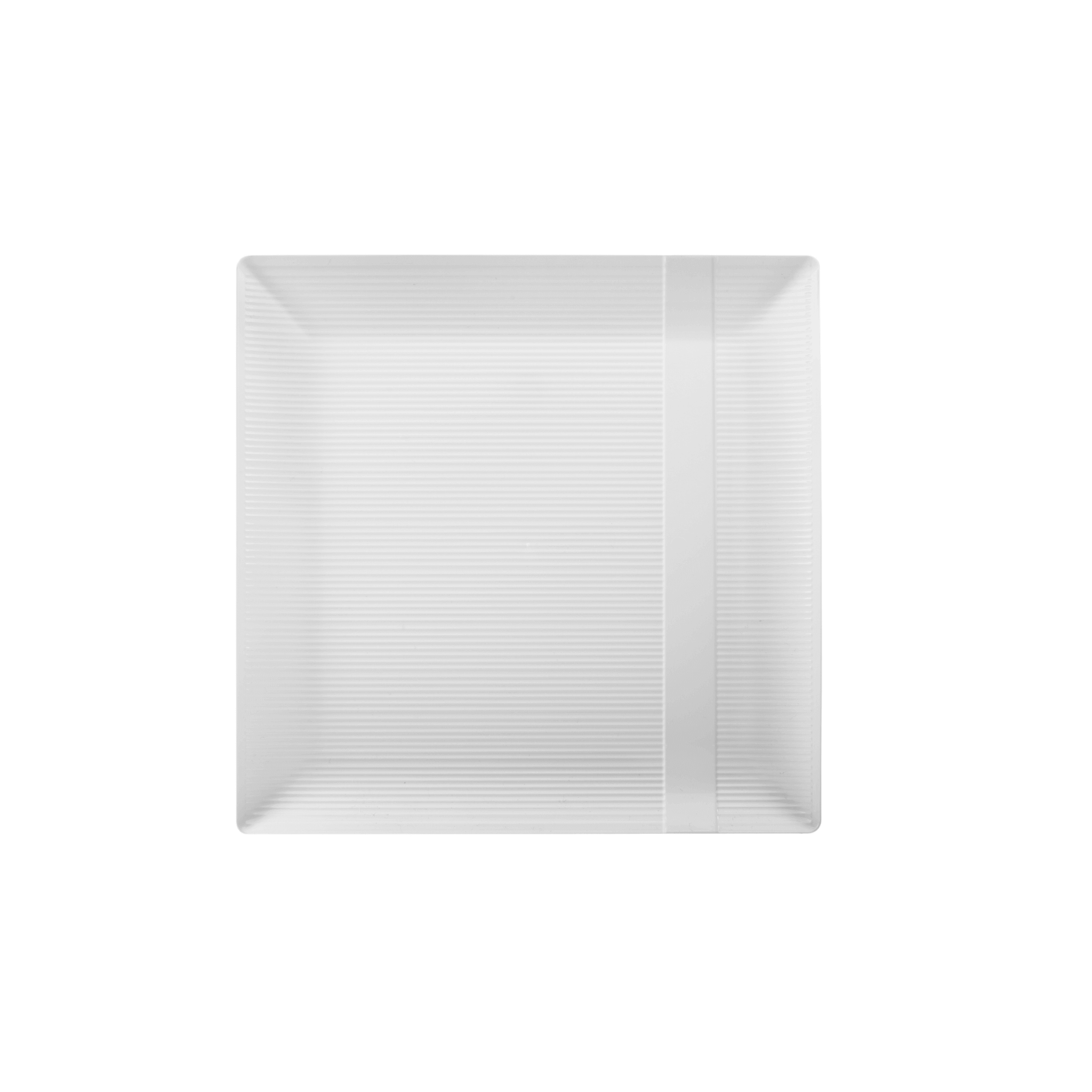 6.5" Zen Ridged White Square Plastic Plates (120 Count) - Yom Tov Settings