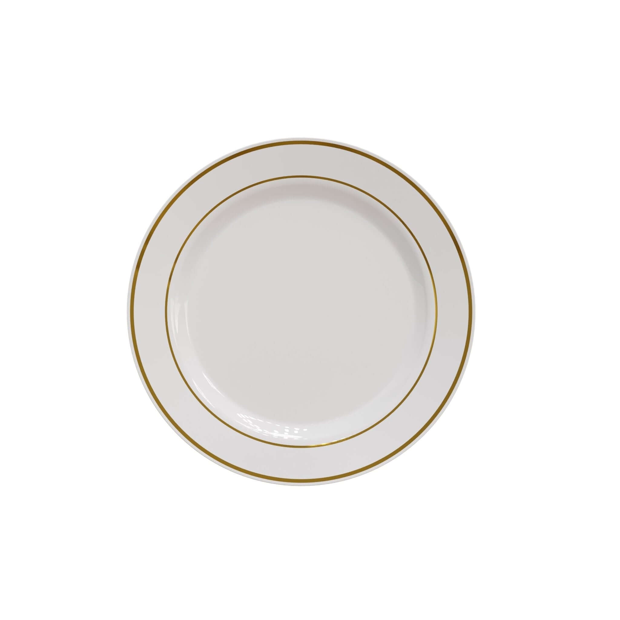 7.5" Cream/Gold Line Design Plastic Plates (120 Count) - Yom Tov Settings