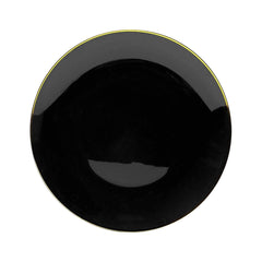 10" Black & Gold Rim Design Plastic Plates (40 Count) - Yom Tov Settings