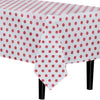 Red Polka Dot Printed Plastic Table Cloth | 48 Count