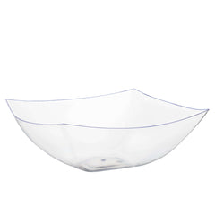 128 Oz. | Clear Square Plastic Serving Bowl | 24 Count - Yom Tov Settings